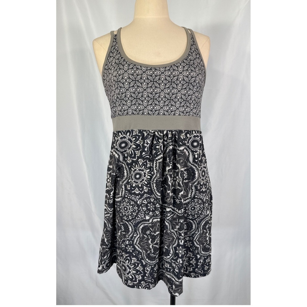 Tehama Womens Gray Paisley‎ Mandala Empire Waist Sun Dress Strappy Back Large